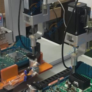 pcb電路板在線自動(dòng)鎖螺絲自動(dòng)焊錫工作站視頻案例-深圳訊博科技